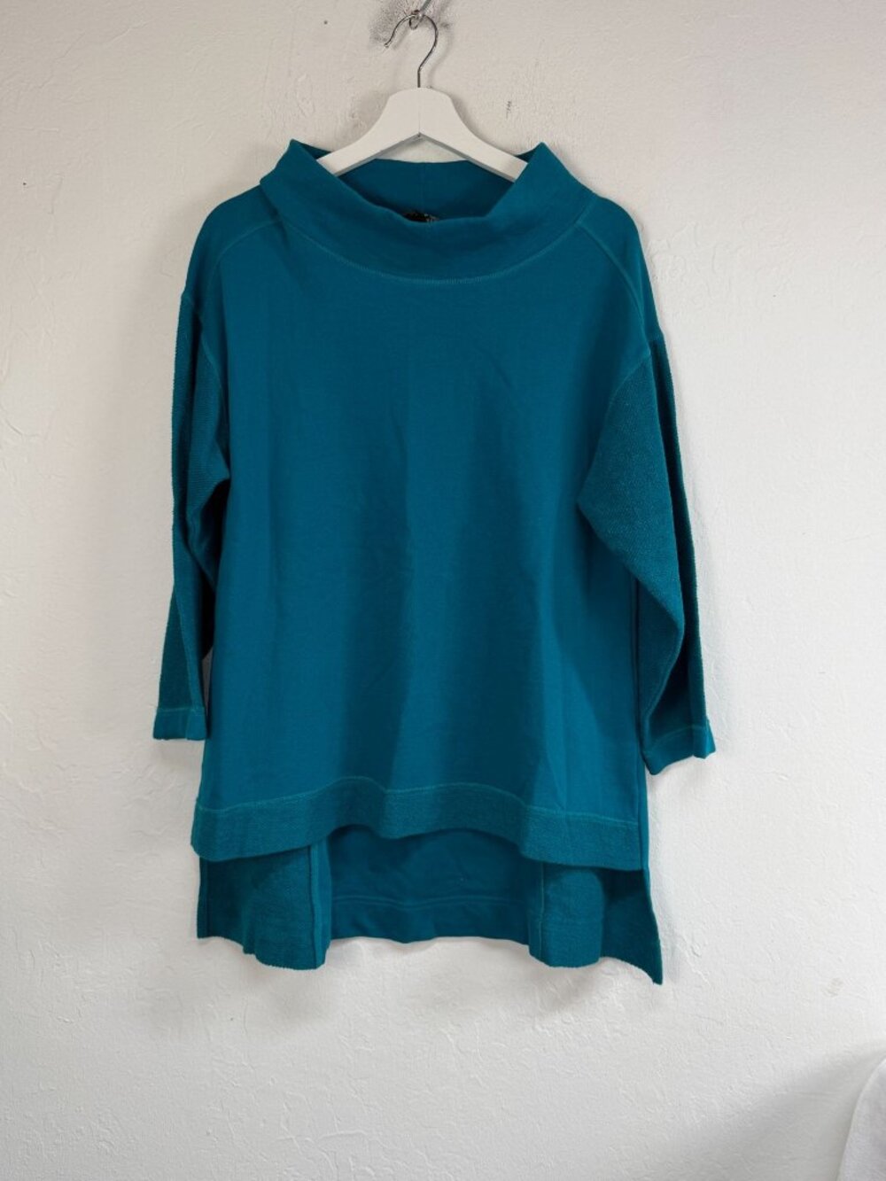 Liv Habitat Clothes Womens Teal Cowl Neck High-Low Tunic Sweatshirt XS Pullover